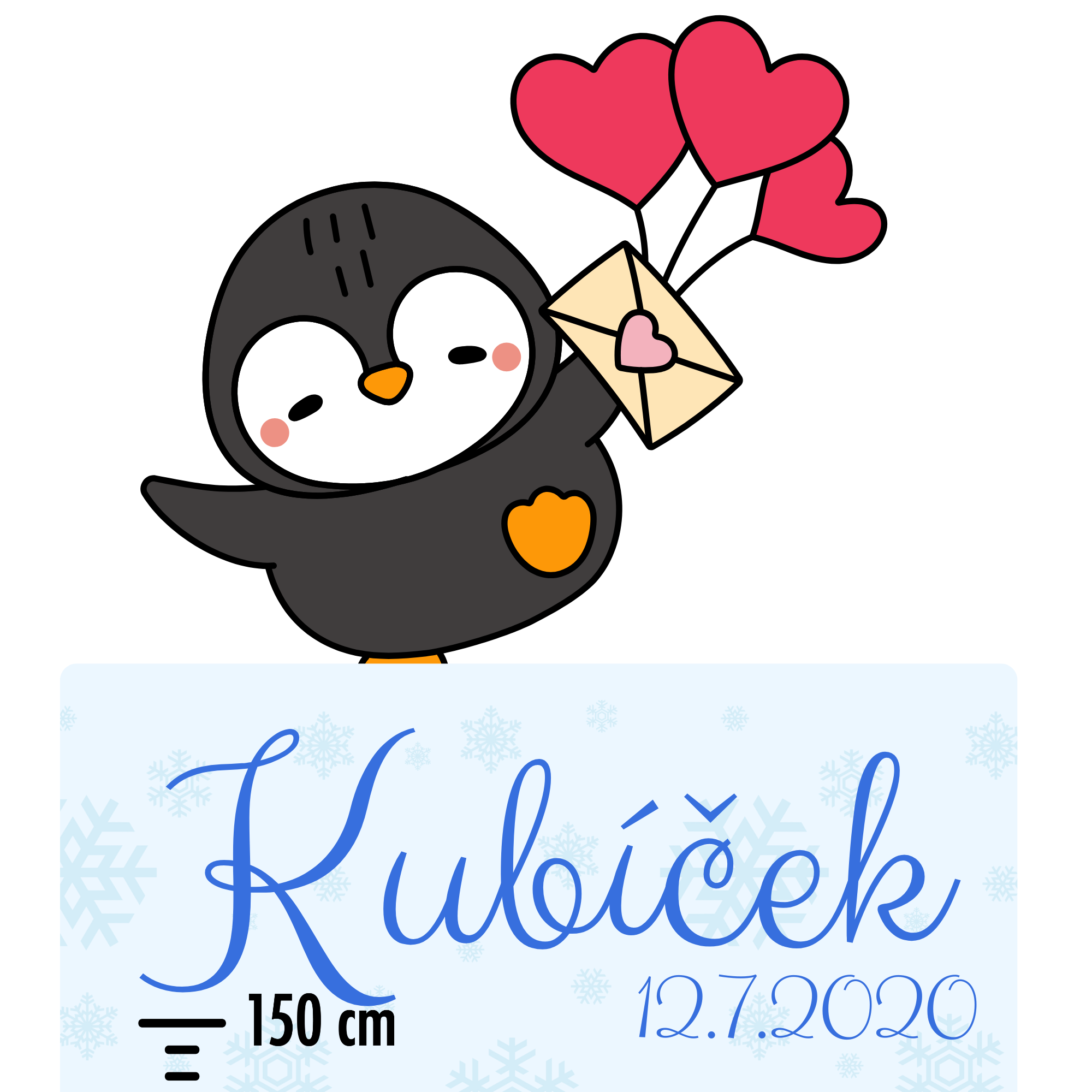 Dětský metr se jménem pro chlapce - tučňáci 2
